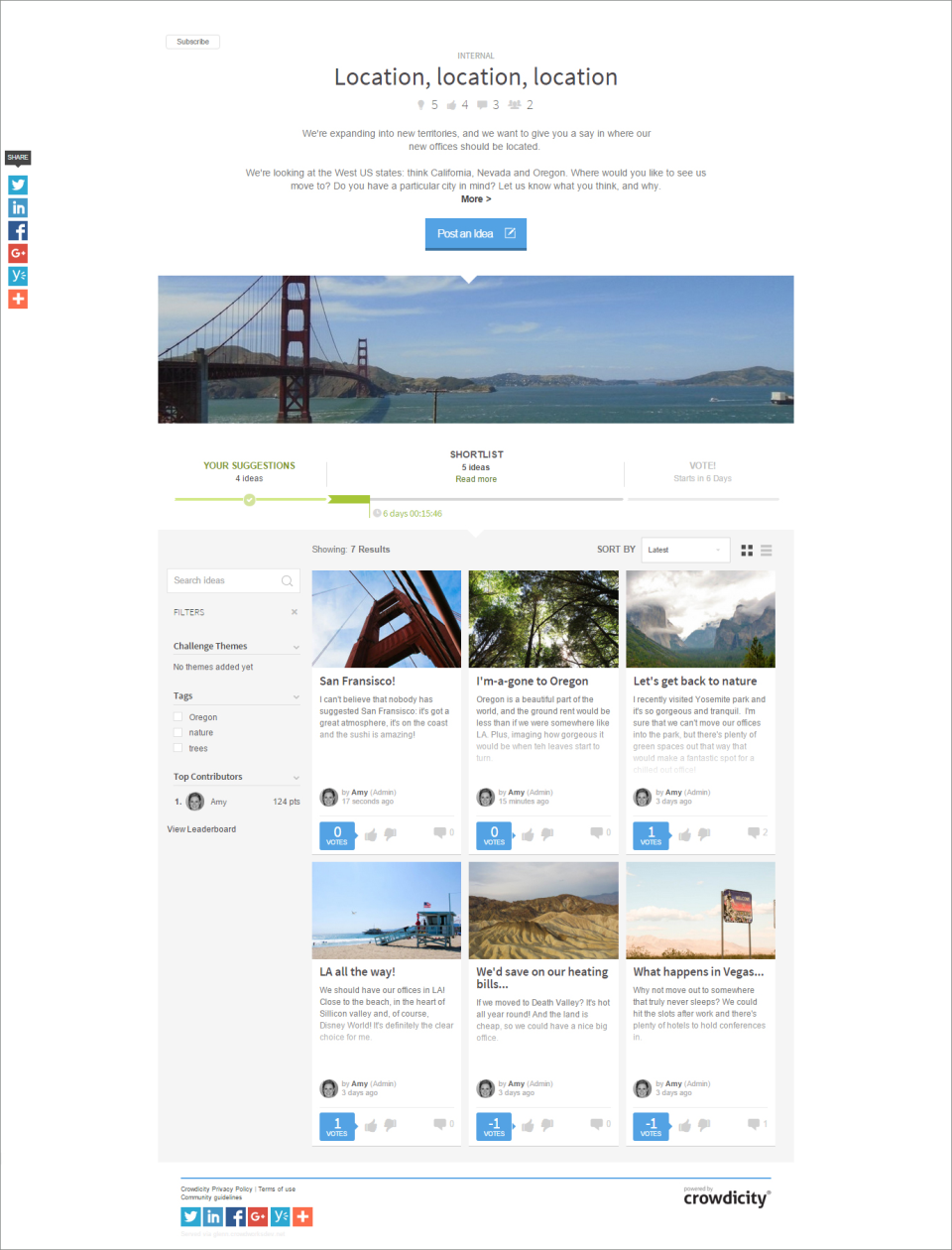 screenshot of Medallia Ideas
